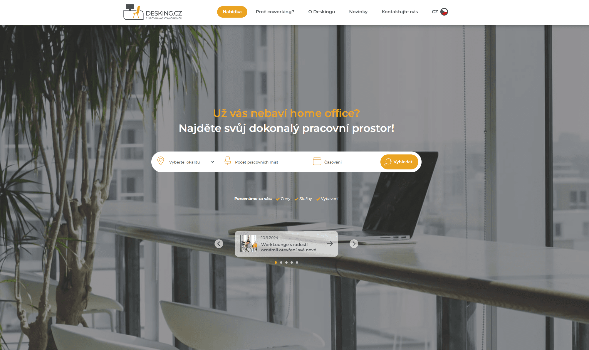 Desking.cz zahájil provoz jako první český srovnávač coworkingů a servisovaných kanceláří
